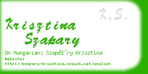 krisztina szapary business card